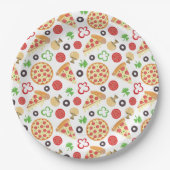 Pizza Party Schattige Pizza Pattern Kids Verjaarda Papieren Bordje (Voorkant)