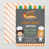 Pizza party sibling party-uitnodiging kaart (Voorkant / Achterkant)