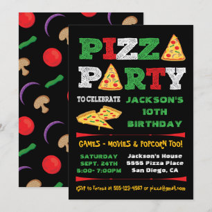 Pizza Party Slice Verjaardagsfeest Kaart