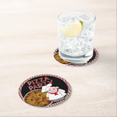 Pizza Party, Style 2-Black-Onderzetter set Ronde Kartonnen Onderzetter (Insitu)