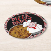 Pizza Party, Style 2-Black-Onderzetter set Ronde Kartonnen Onderzetter (Gebogen)