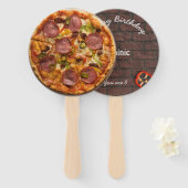 Pizza Party Supreme Birthday Hand Fan Handwaaier (Voorkant en achterkant)