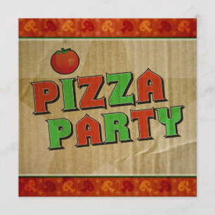 Pizza Party Takeout Box Celebration Invitation Kaart