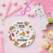 Pizza Party Theme Waterverf Kids Verjaardagsfeest Papieren Bordje (Feest)