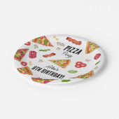 Pizza Party Theme Waterverf Kids Verjaardagsfeest Papieren Bordje (Gekanteld)