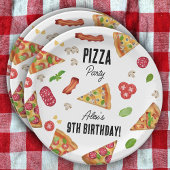 Pizza Party Theme Waterverf Kids Verjaardagsfeest Papieren Bordje