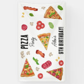 Pizza Party Theme Waterverf Kids Verjaardagsfeest Spandoek (Verticaal)