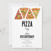 Pizza Party Theme Waterverf Verjaardag Kinder Kaart (Voorkant)