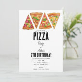 Pizza Party Theme Waterverf Verjaardag Kinder Kaart (Staand voorkant)