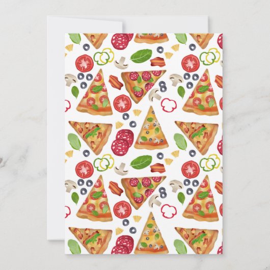 Pizza Party Theme Waterverf Verjaardag Kinder Kaart (Achterkant)