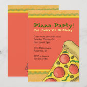 Pizza Party Thmed Birthday Invitations Kaart (Voorkant / Achterkant)
