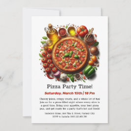 Pizza Party Time Een stukje plezier wacht op uitno Kaart
