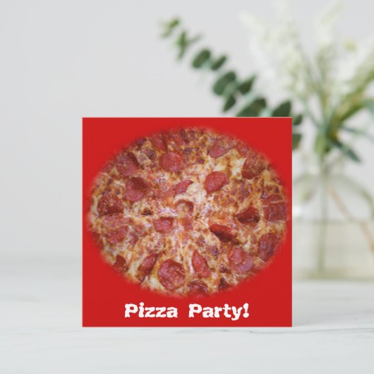 Pizza Party Time Invitation Kaart (Staand voorkant)