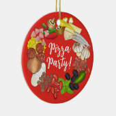 Pizza Party Toppings Italiaans Eten Pizzeria Pie Keramisch Ornament (Rechts)