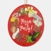 Pizza Party Toppings Italiaans Eten Pizzeria Pie Keramisch Ornament (Links)