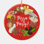 Pizza Party Toppings Italiaans Eten Pizzeria Pie Keramisch Ornament (Achterkant)
