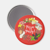 Pizza Party Toppings Italiaans Eten Pizzeria Pie Magneet (Voorkant / Achterkant)
