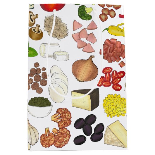 Pizza Party Toppings Italiaans Eten Pizzeria Pie Medium Cadeauzakje (Voorkant)