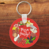 Pizza Party Toppings Italiaans Eten Pizzeria Pie Sleutelhanger (Voorkant)