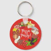 Pizza Party Toppings Italiaans Eten Pizzeria Pie Sleutelhanger (Achterkant)