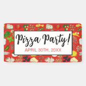 Pizza Party Toppings Italiaans Eten Pizzeria Pie Spandoek (Horizontaal)