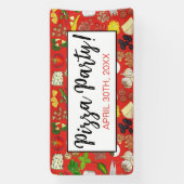 Pizza Party Toppings Italiaans Eten Pizzeria Pie Spandoek (Verticaal)