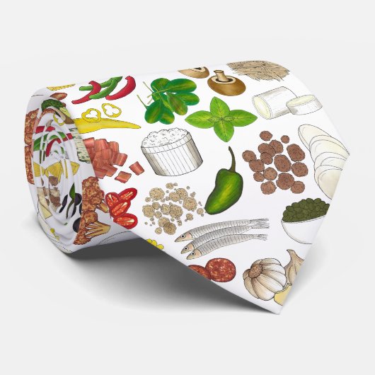 Pizza Party Toppings Italiaans Eten Pizzeria Pie Stropdas (Opgerold)