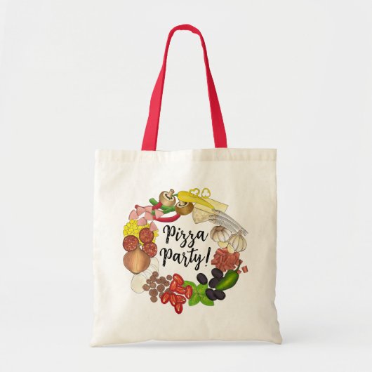 Pizza Party Toppings Italiaans Eten Pizzeria Pie Tote Bag (Voorkant)