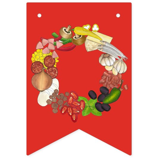 Pizza Party Toppings Italiaans Eten Pizzeria Pie Vlaggetjes (Tweede vlag)
