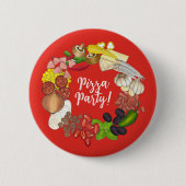 Pizza Party Toppings Maak je eigen verjaardagsdeco Ronde Button 5,7 Cm (Voorkant)