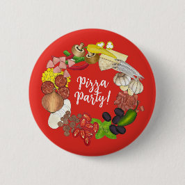 Pizza Party Toppings Maak je eigen verjaardagsdeco Ronde Button 5,7 Cm