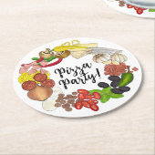 Pizza Party Toppings Maak je eigen verjaardagsdeco Ronde Kartonnen Onderzetter (Gebogen)