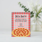 Pizza Party uitnodiging, tafellaken ontwerp Kaart (Staand voorkant)