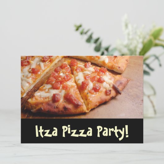 Pizza Party - Uitnodiging tot persoonlijke kaart (Staand voorkant)