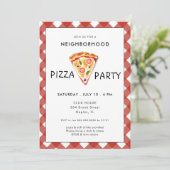 Pizza Party | Uitnodiging zomerblokpartij (Staand voorkant)