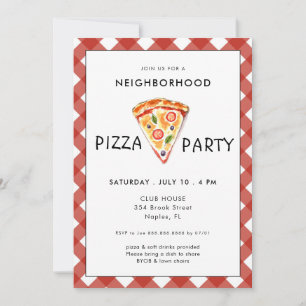 Pizza Party   Uitnodiging zomerblokpartij
