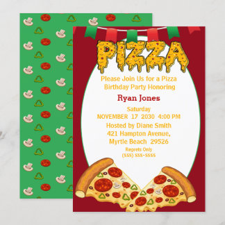 Pizza Party-uitnodigingen Kaart