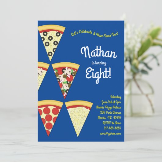 Pizza Party Various Pizza Slices Kaart (Staand voorkant)