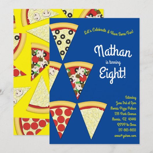 Pizza Party Various Pizza Slices Kaart (Voorkant / Achterkant)