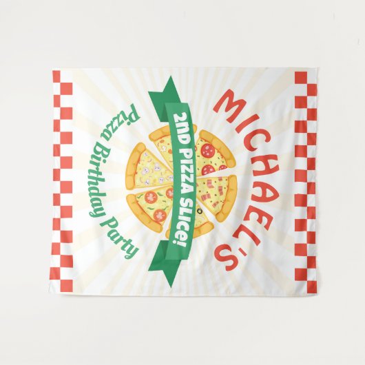 Pizza Party Verjaardag Achtergrond Teken Wandkleed (Voorkant (horizontaal))