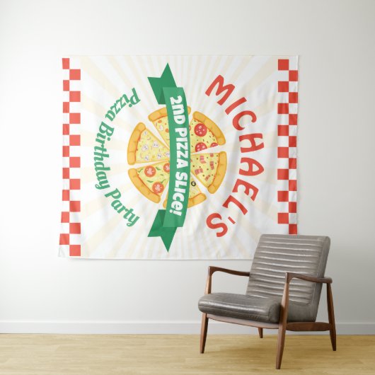 Pizza Party Verjaardag Achtergrond Teken Wandkleed (In Situ (horizontaal))