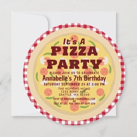 Pizza Party Verjaardag Kinderen Verjaardag Kaart (Voorkant)