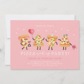 Pizza Party Verjaardag Nodig Meisjes Schattige Piz Kaart (Voorkant)