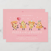 Pizza Party Verjaardag Nodig Meisjes Schattige Piz Kaart (Voorkant / Achterkant)