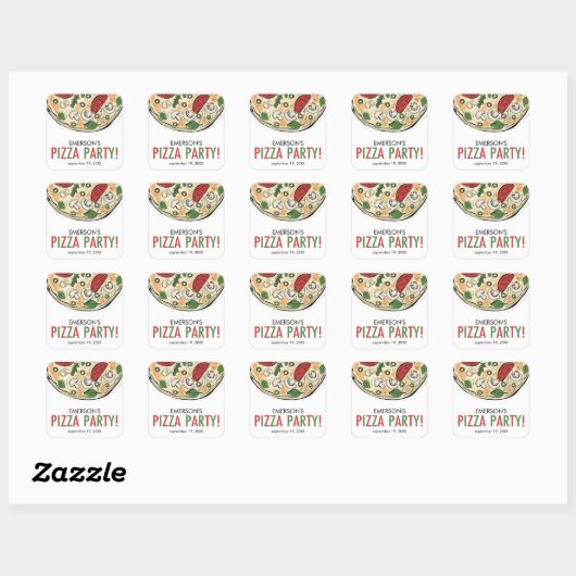 Pizza Party Verjaardag Sticker (Vel)