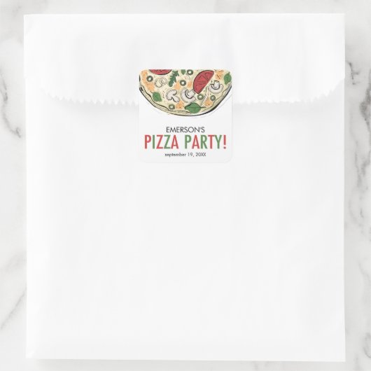 Pizza Party Verjaardag Sticker (Tas)