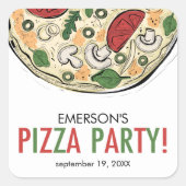 Pizza Party Verjaardag Sticker (Voorkant)