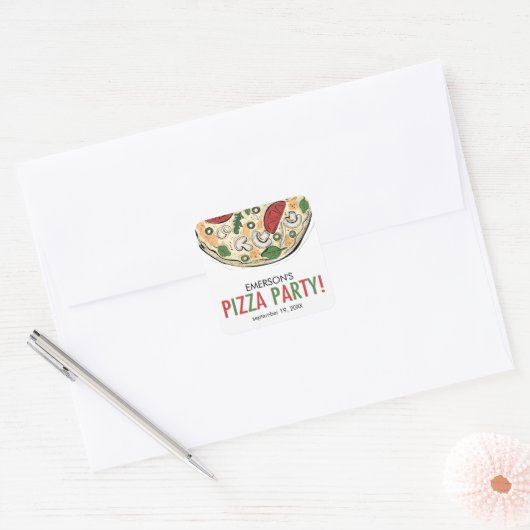 Pizza Party Verjaardag Sticker (Envelop)
