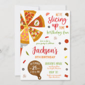Pizza Party Verjaardag Uitnodiging, Bewerkbare Sna Kaart (Voorkant)