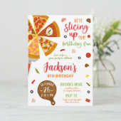 Pizza Party Verjaardag Uitnodiging, Bewerkbare Sna Kaart (Staand voorkant)